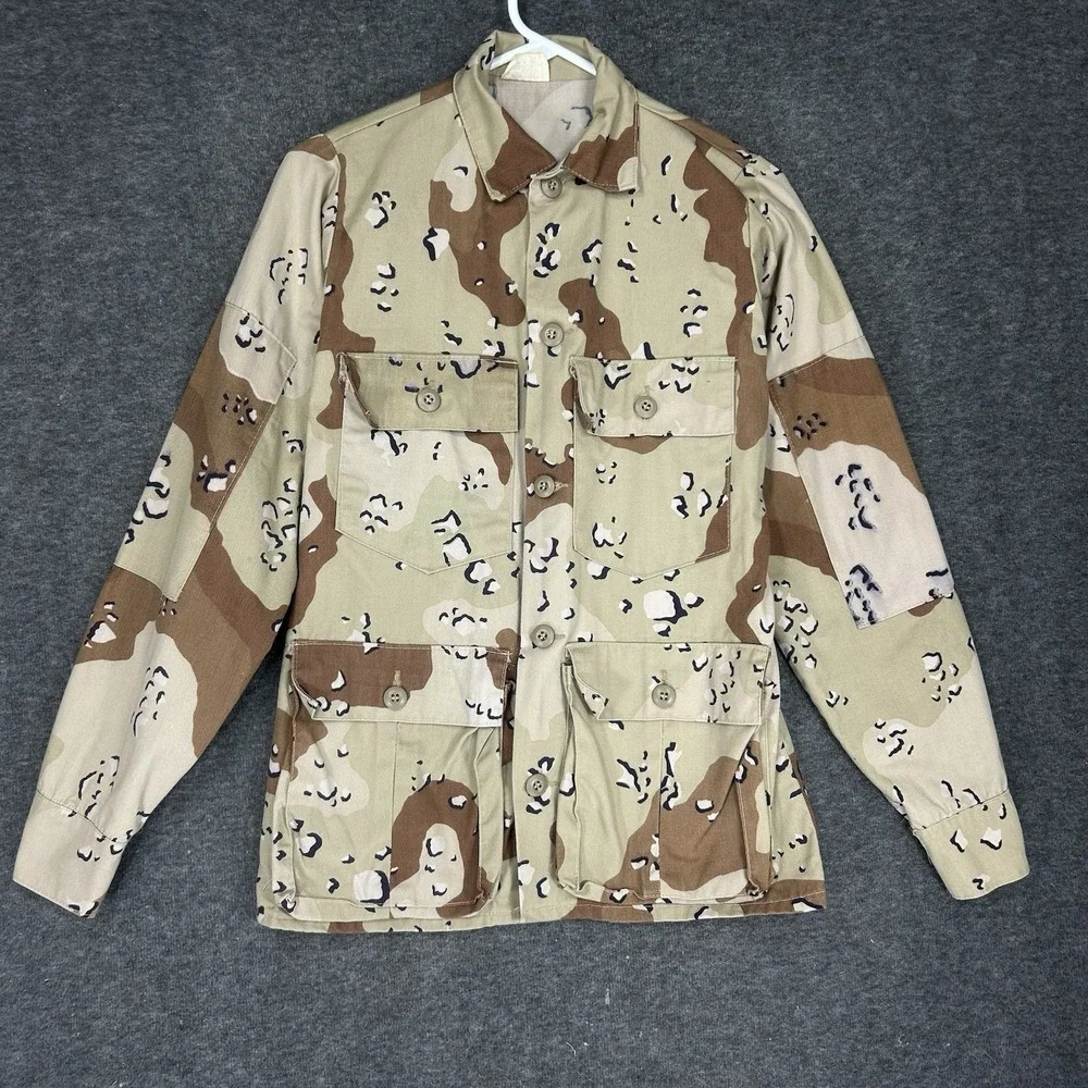 Vintage US Military Desert Chocolate Chip Camo Utility Shirt Mens S‎ Made in USA